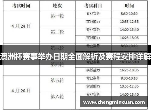 澳洲杯赛事举办日期全面解析及赛程安排详解